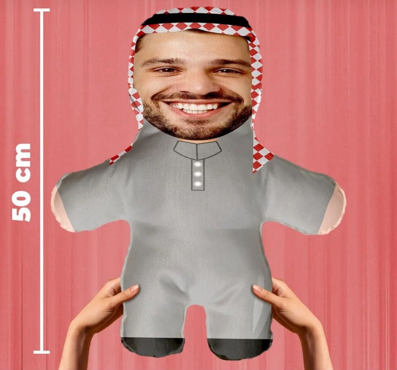 Kişiye Özel Fotoğraflı Arap Şeyhi Peluş Oyuncak -50cm-