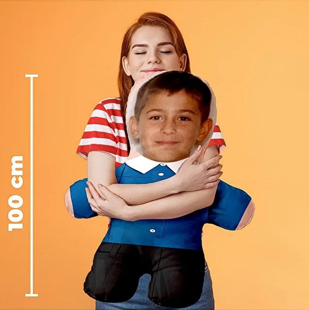 Çocukluğum Kişiye Özel Fotoğraflı Peluş Oyuncak -100cm-