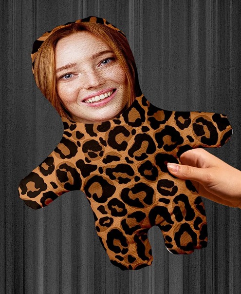 Leopar Desenli Kişiye Özel Hediyelik Peluş Oyuncak -25cm-