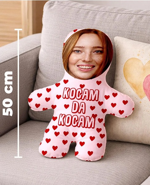 Kocam Da Kocam Kişiye Özel Fotoğraflı Hediyelik Peluş Oyuncak -50cm-
