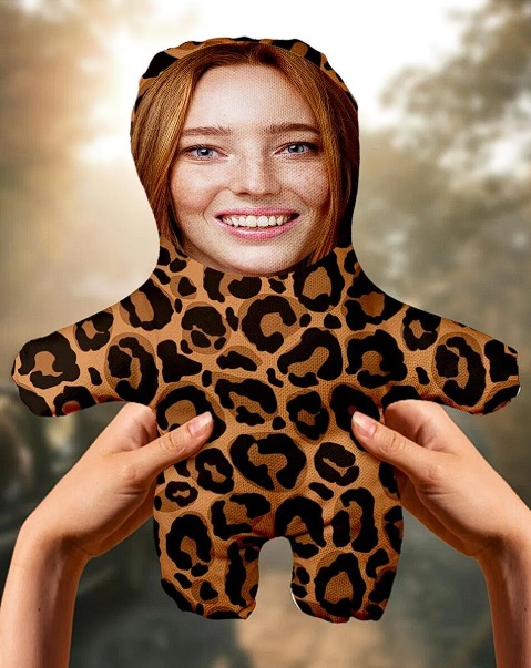 Leopar Desenli Kişiye Özel Hediyelik Peluş Oyuncak -25cm-