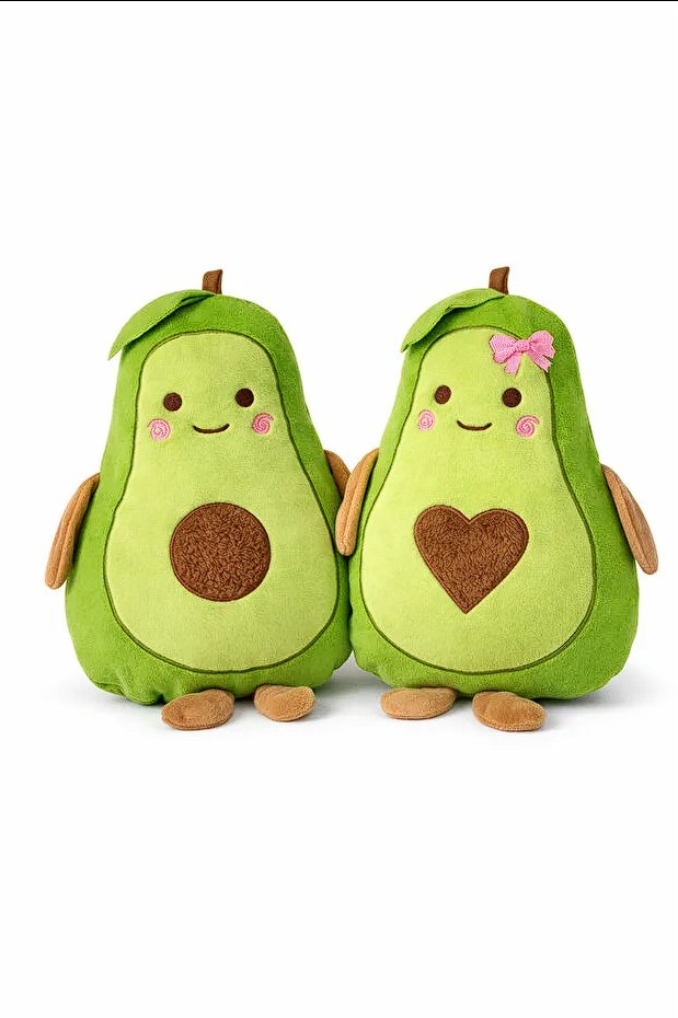 Avokado Peluş Uyku Arkadaşı Yastık - Kalpli Avakado Peluş Oyuncak Yastık Hediyelik