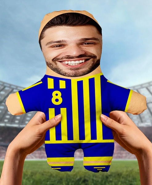 Kişiye Özel Tasarımlı Sarı Lacivert Şampiyon Taraftar Peluş Bebek -25cm-