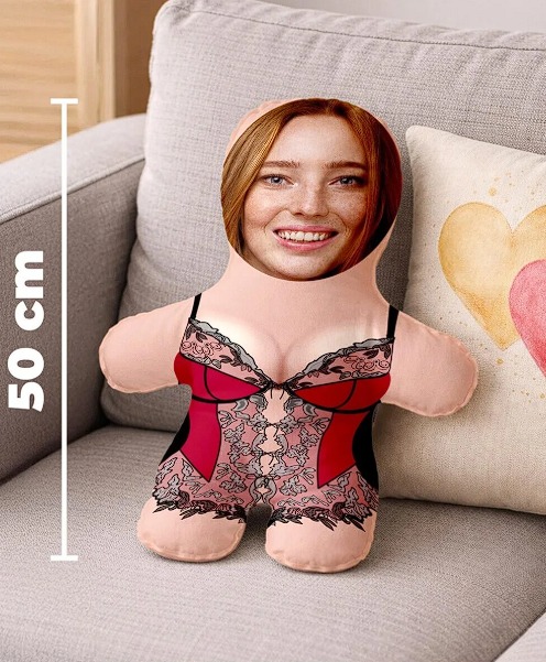Kişiye Özel Fotoğraflı Gecelikli Peluş Oyuncak -50cm-