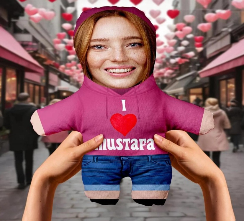 Minik Sevgilim Peluş Oyuncak -25cm- Kişiye Özel Fotoğraflı Sevgiliye Hediye