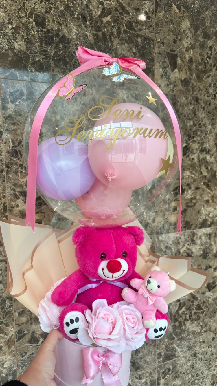 Balon İçerisinde peluş çeşitlerimiz 