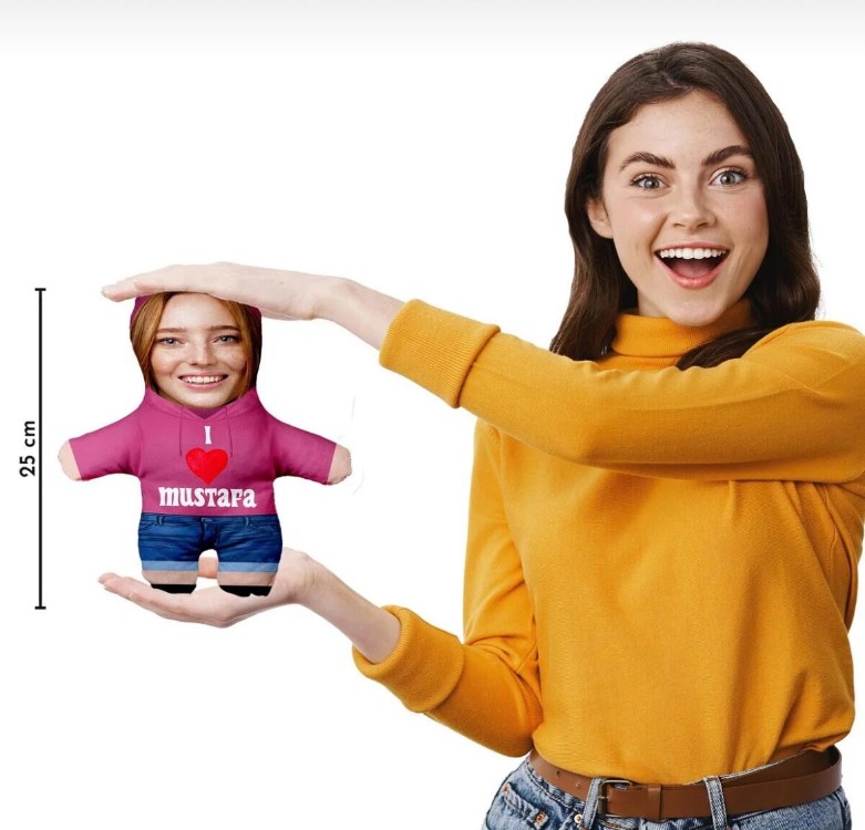 Minik Sevgilim Peluş Oyuncak -25cm- Kişiye Özel Fotoğraflı Sevgiliye Hediye
