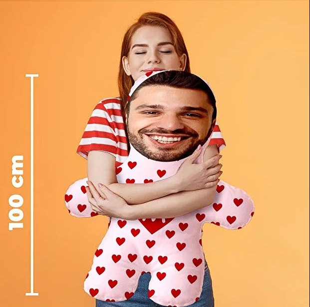 Kişiye Özel Fotoğraflı Sevgiliye Hediye Peluş Oyuncak -100cm-