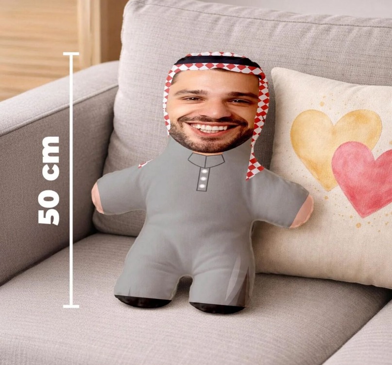 Kişiye Özel Fotoğraflı Arap Şeyhi Peluş Oyuncak -50cm-