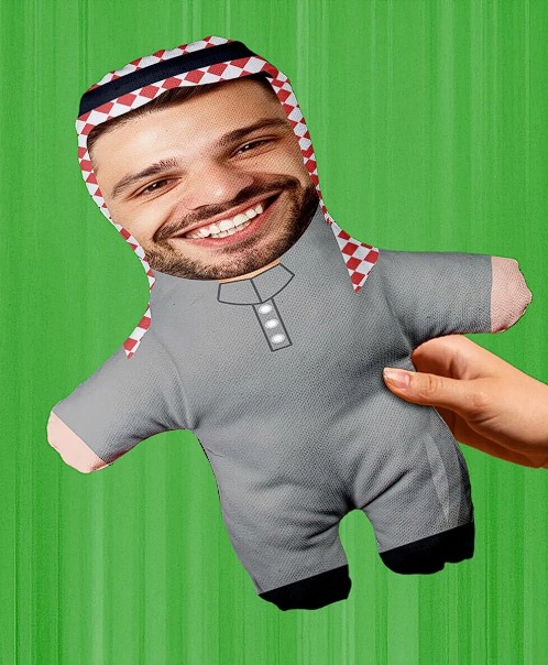 Kişiye Özel Fotoğraflı Hediyelik Komik Arap Şeyhi Peluş Bebek -25cm-