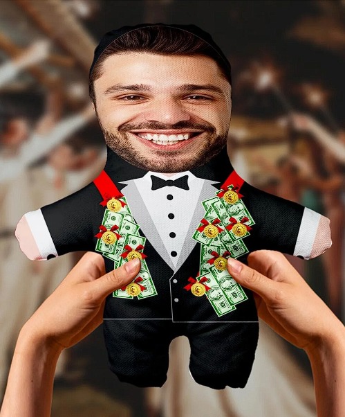 Evlilik Yıl Dönümü Hediyesi Kişiye Özel Damat Bey Peluş Bebek -25cm-