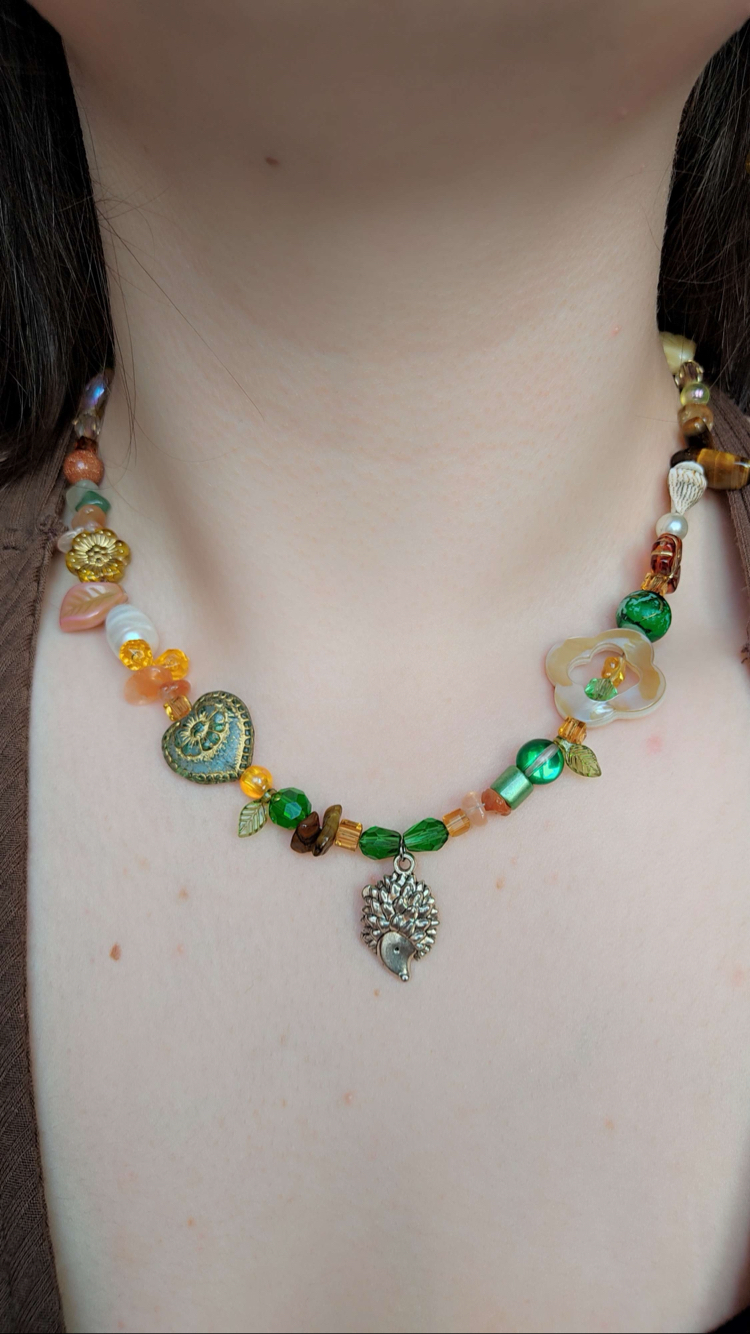 Autumn hedgehog necklace