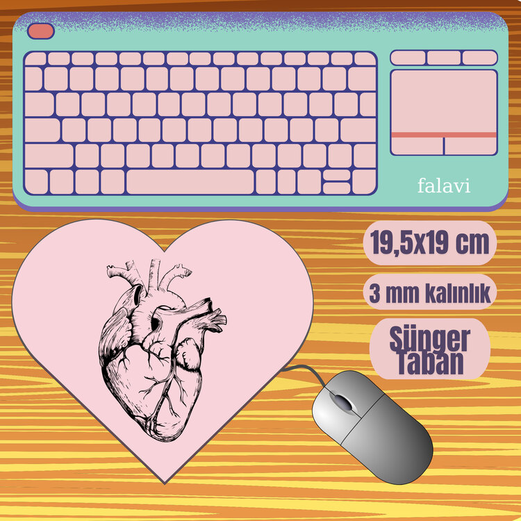 Pembe Kalp Mousepad 