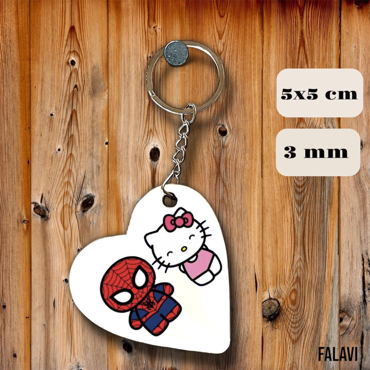 Hello kitty Spiderman kalp anahtarlık