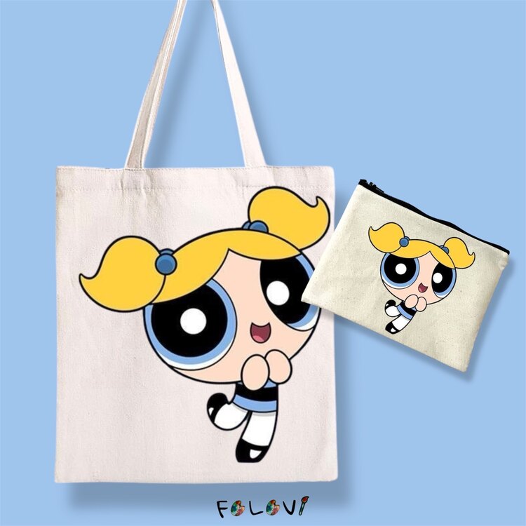 Powerpuff girls Bubbles bez çanta el çantası set