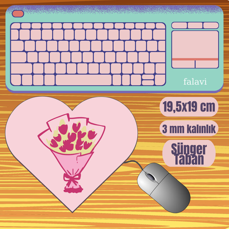 Pembe çiçek kalp Mousepad