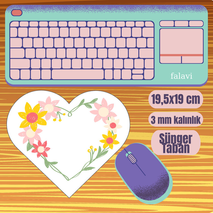 Çiçek Kalp Mousepad 