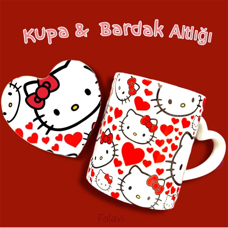 Hello Kitty Kupa & Bardak Altlığı set