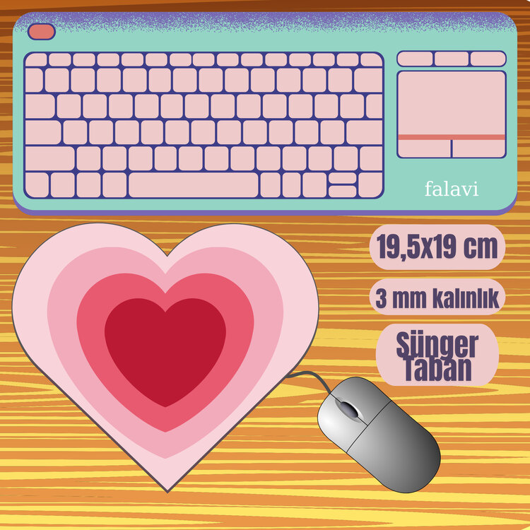 Pembe kalp Mousepad 
