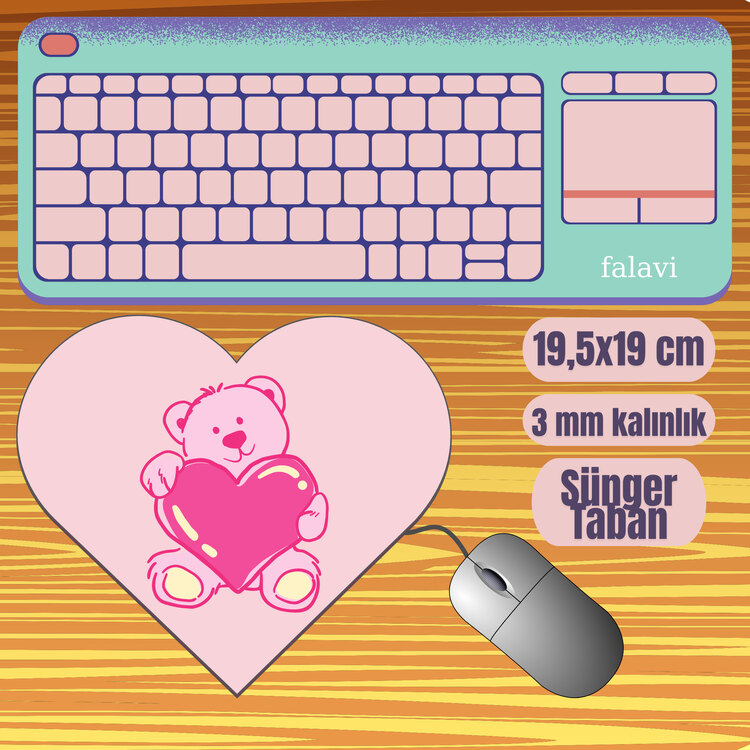 Pembe ayıcık Kalp Mousepad