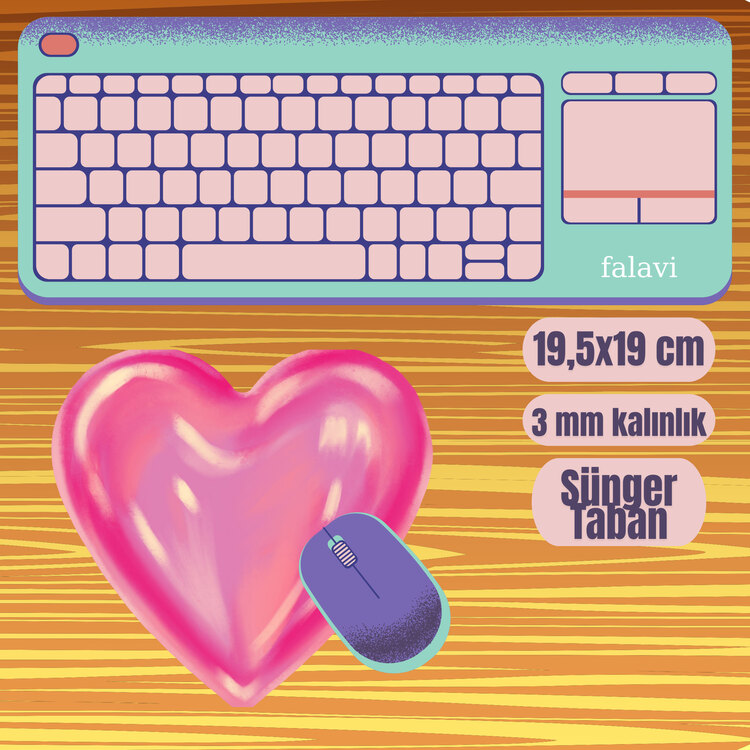 Pembe kalp Mousepad 