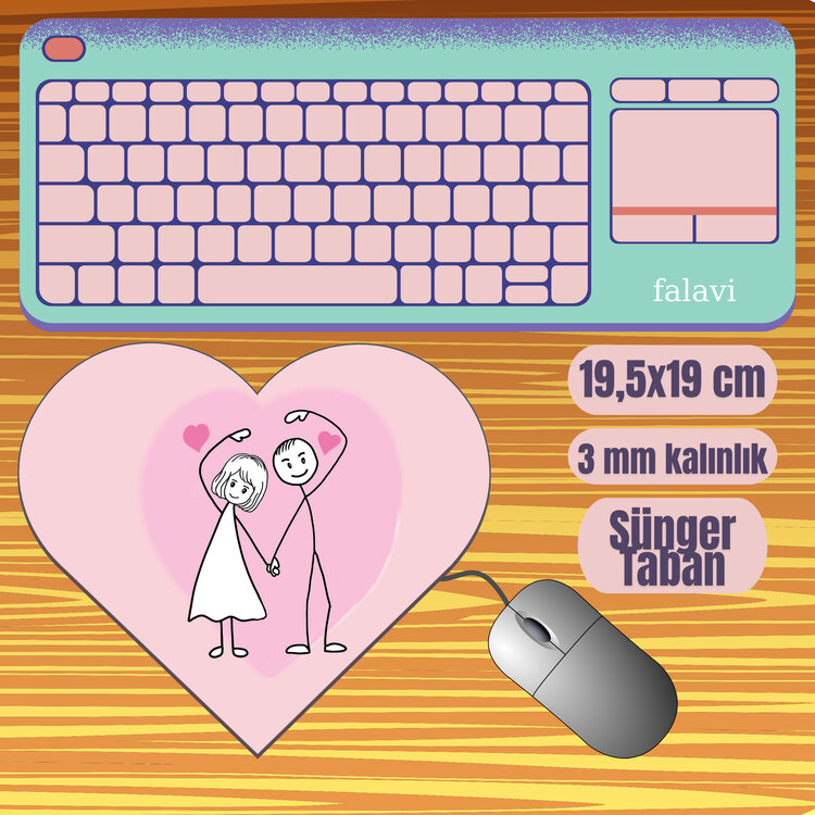 Pembe kalp Mousepad 