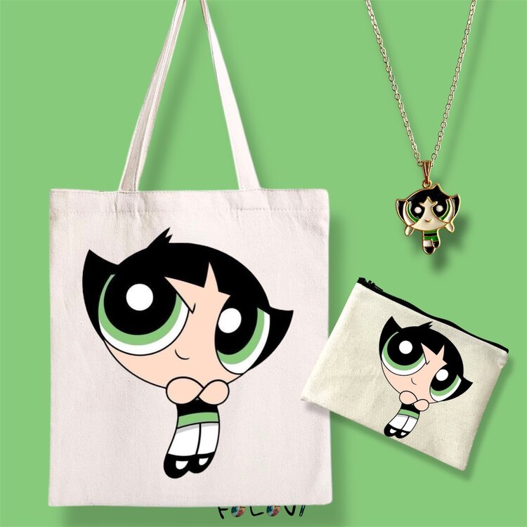 Powerpuff girls Buttercup bez çanta el çanta kolye set