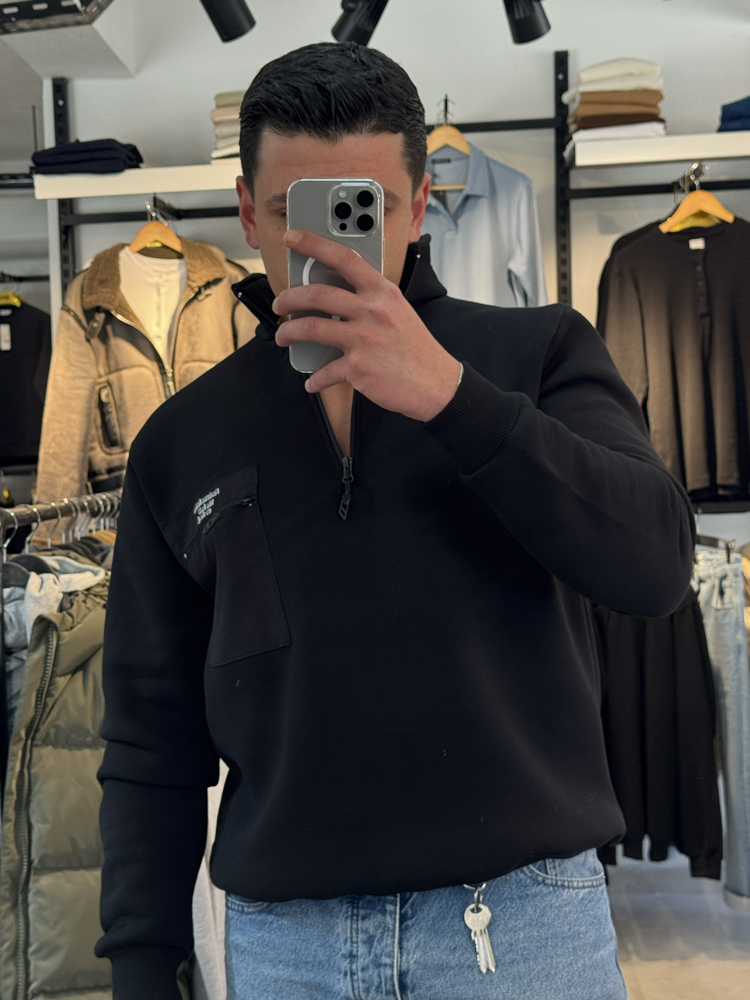 CEP DETAYLI YARIM FERMUAR SWEATSHIRT