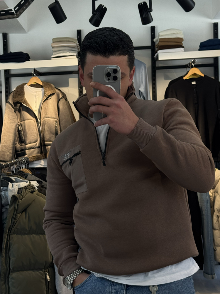 CEP DETAYLI YARIM FERMUAR SWEATSHIRT 