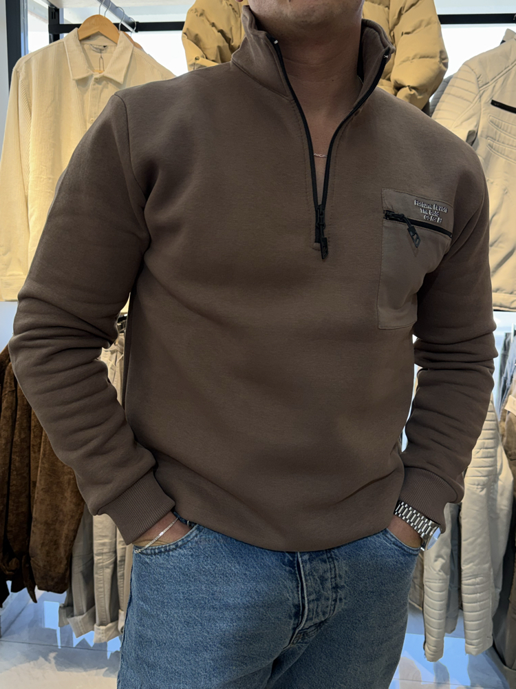 CEP DETAYLI YARIM FERMUAR SWEATSHIRT 