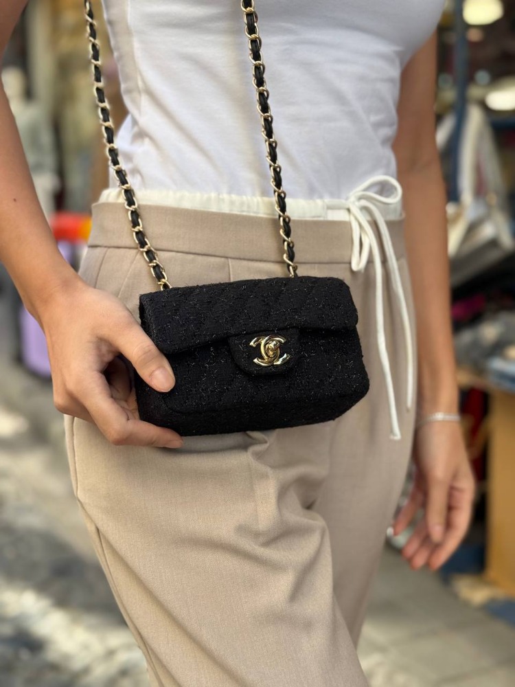 CHANEL İthal kumaş paslanmaz çelik aksesuarlı tasarım çanta