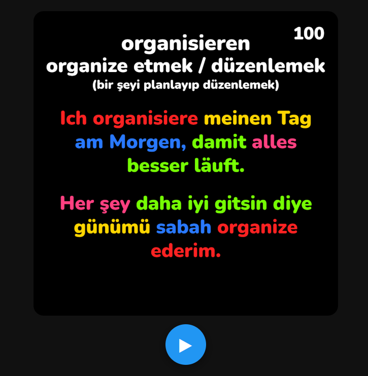 Almanca En Önemli 100 Fiil | Renkli Çeviri Tekniği