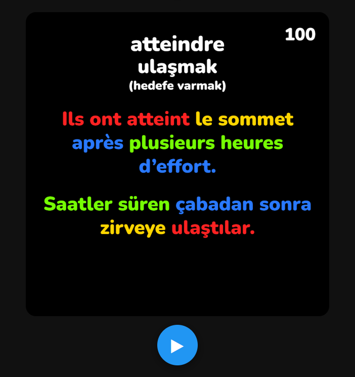 Fransızca En Önemli 100 Fiil | Renkli Çeviri Tekniği