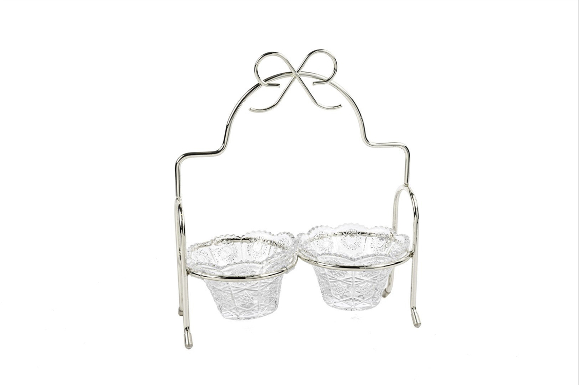 Mikasa moor Sİlver Fİyonk Kulplu 2li Çerezlik Standı 24x29cm