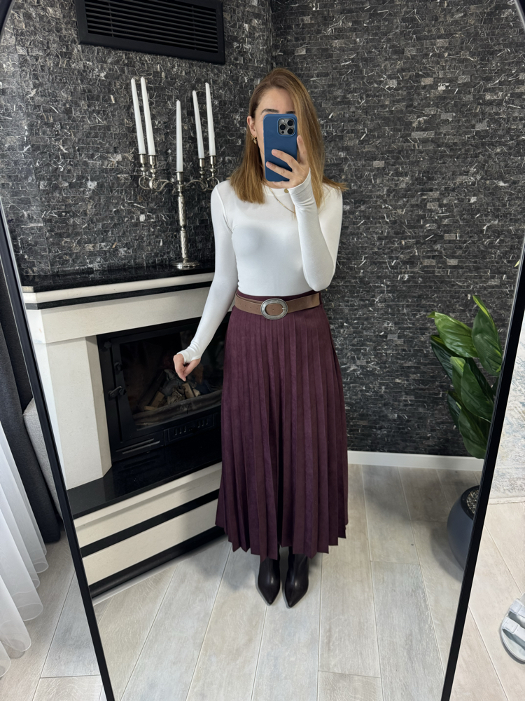 Süet bordo etek❤️