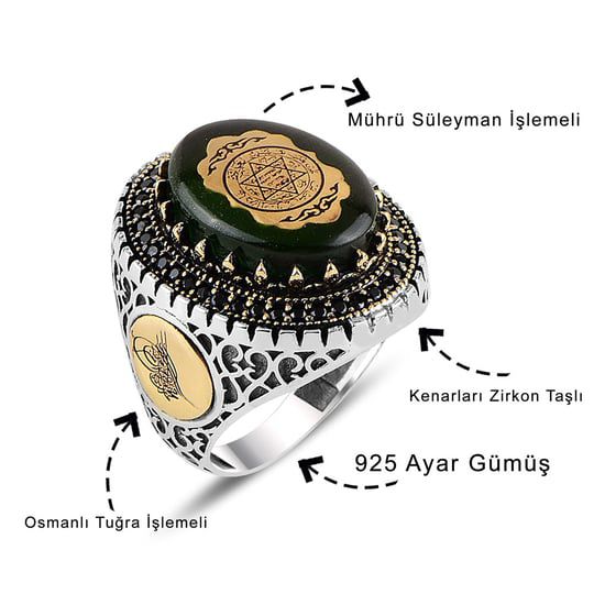 MOTİFLİ GÜMÜŞ MÜHRÜ SÜLEYMAN YÜZÜĞÜ