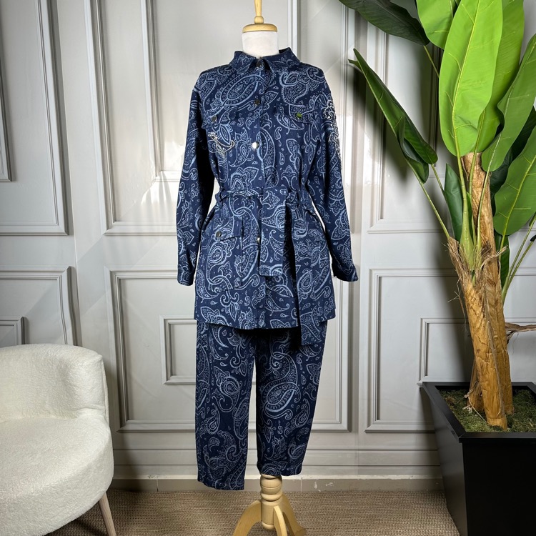 My312 Kolu Taşlı Denim Takım (2 Renk) 