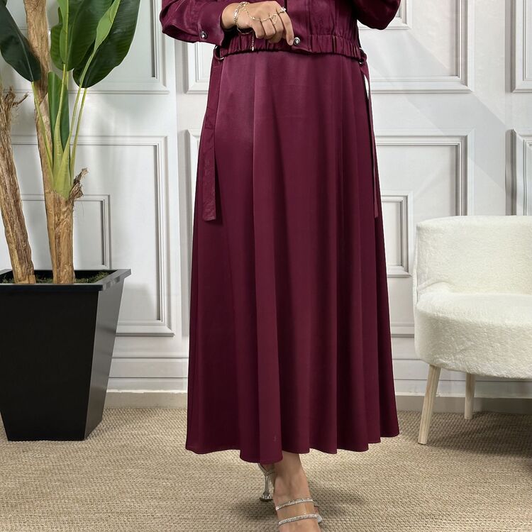 my312 çıtçıtlı detaylı elbise bordo