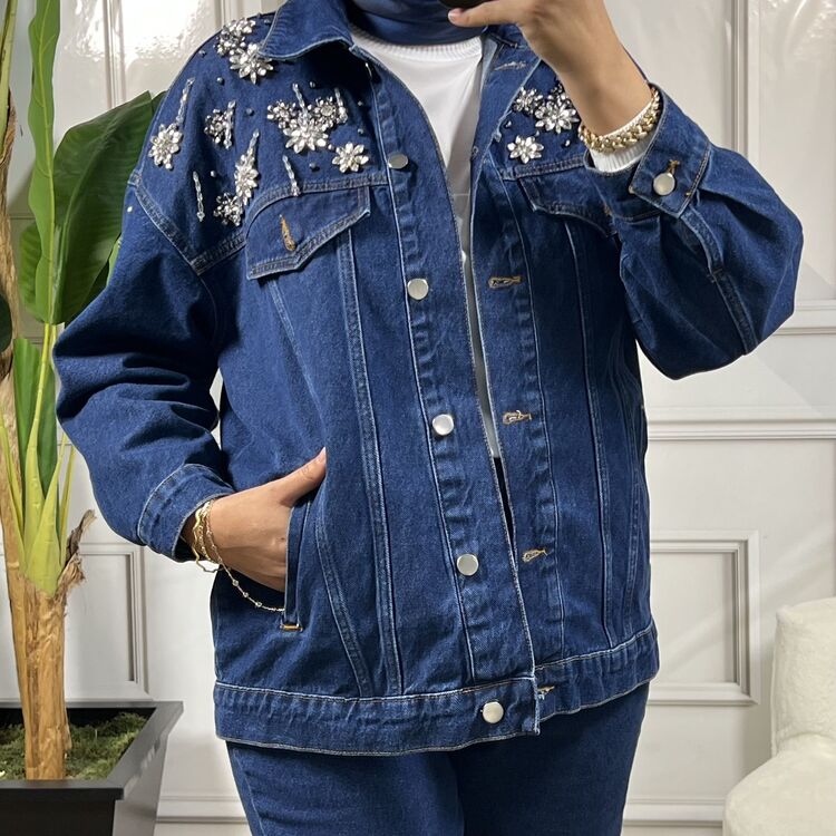 my312 (3renk) omzu taşlı Jean ceket