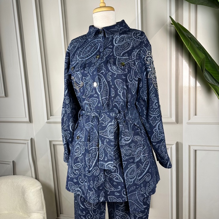 My312 Kolu Taşlı Denim Takım (2 Renk) 