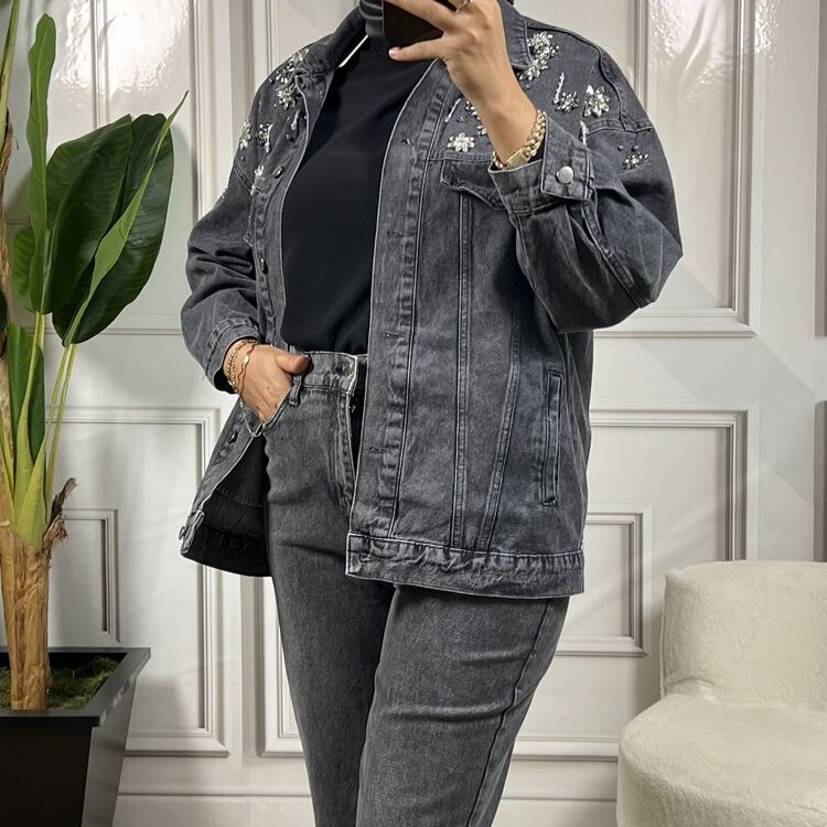 my312 (3renk) omzu taşlı Jean ceket