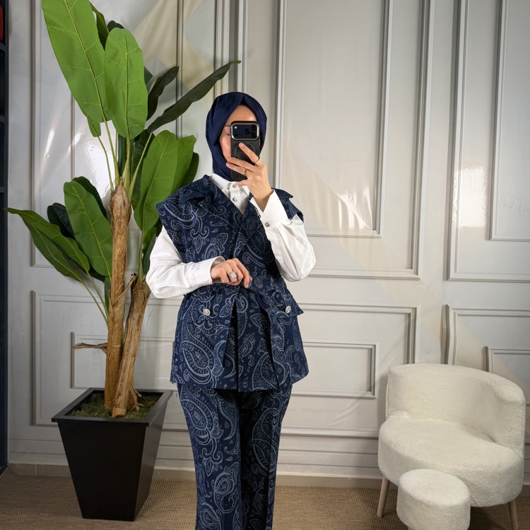  My312 Arkası Taşlı Denim Yelek