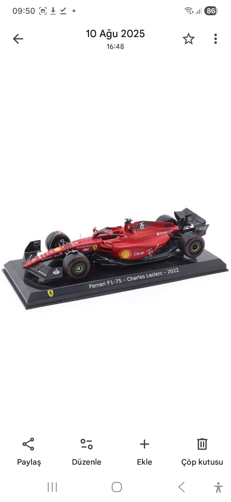 1:24 Ferrari F1 75 Charles Leclerc 2022
