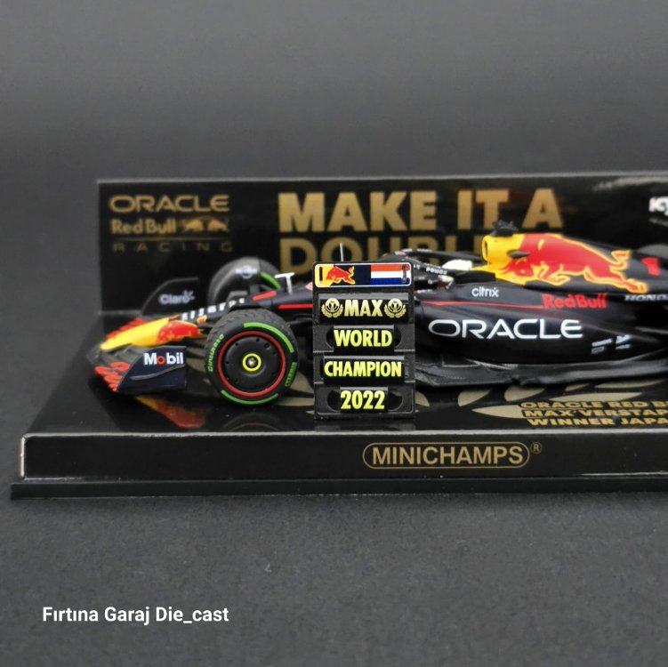 1:43 Redbull Oracle RB18 2022 Formula1 Dünya Şampiyonu Verstappen Özel Üretim