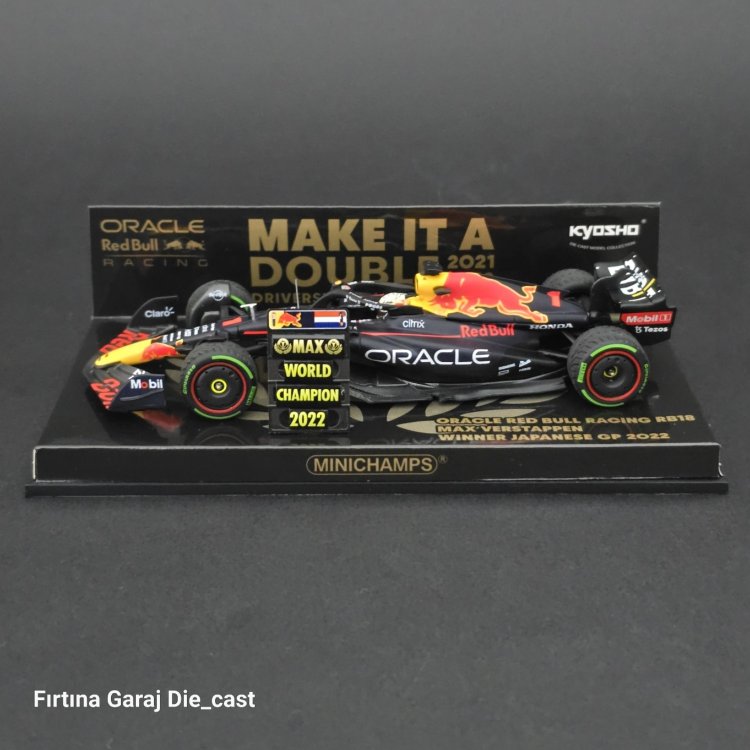 1:43 Redbull Oracle RB18 2022 Formula1 Dünya Şampiyonu Verstappen Özel Üretim
