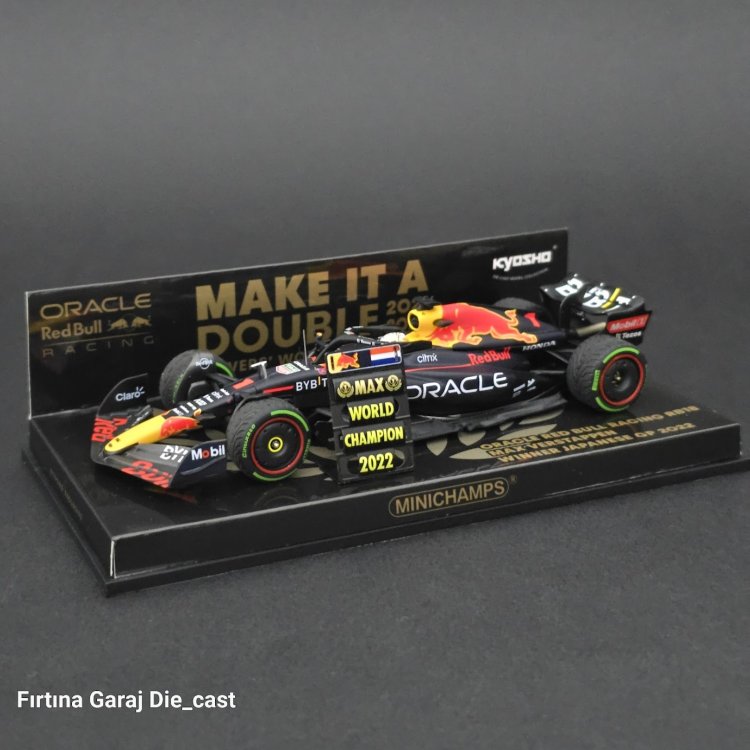 1:43 Redbull Oracle RB18 2022 Formula1 Dünya Şampiyonu Verstappen Özel Üretim