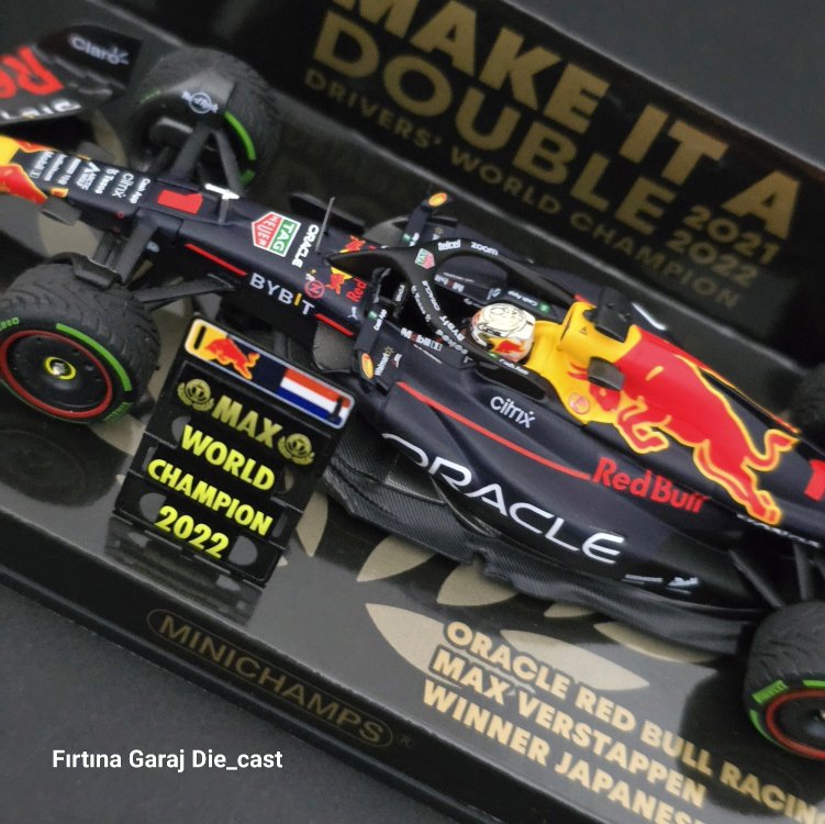 1:43 Redbull Oracle RB18 2022 Formula1 Dünya Şampiyonu Verstappen Özel Üretim