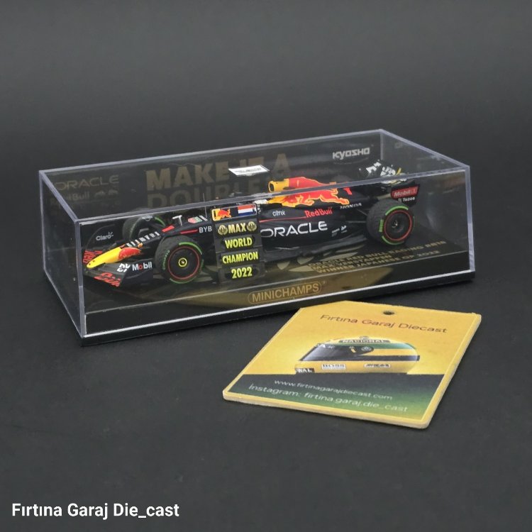 1:43 Redbull Oracle RB18 2022 Formula1 Dünya Şampiyonu Verstappen Özel Üretim