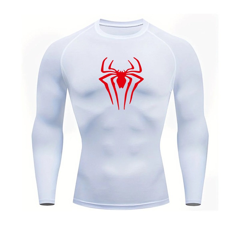 Spider-Man Beyaz Uzun Kollu Compression T-Shirt(Kırmızı logo)