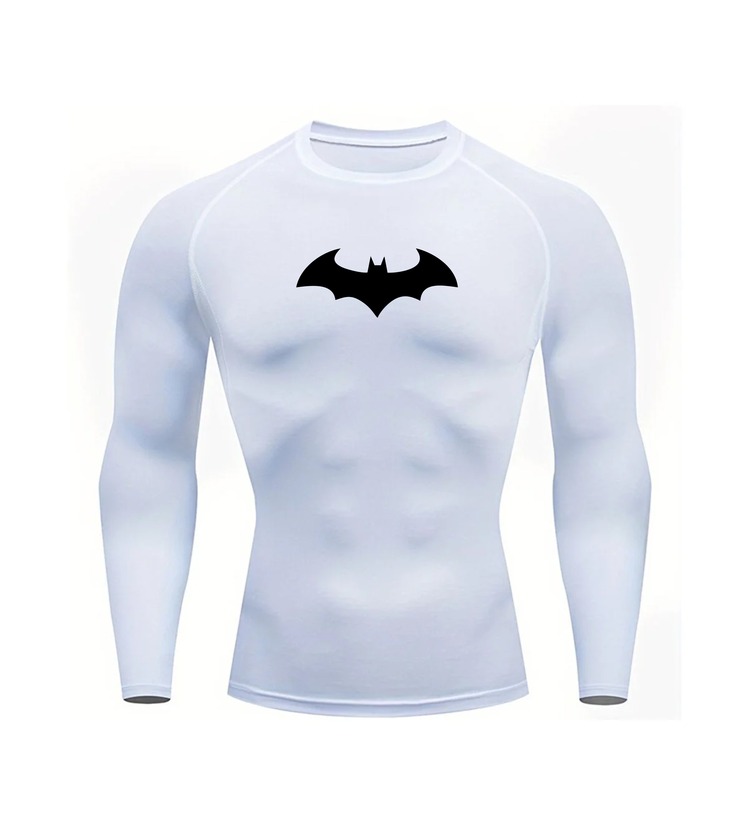 Batman Beyaz Uzun Kollu Compression T-Shirt
